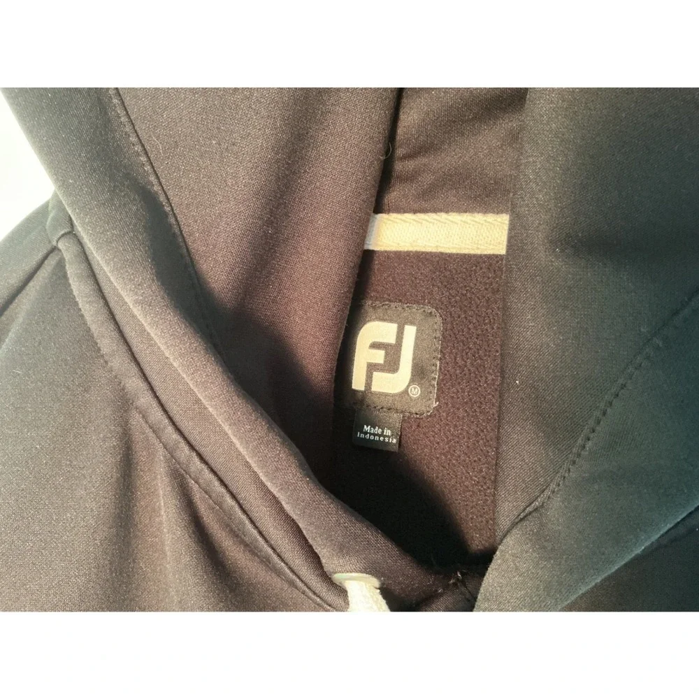 FootJoy Mens Performance Golf Hoodie Black Logo Pullover Sweatshirt Size M - Picture 6 of 8